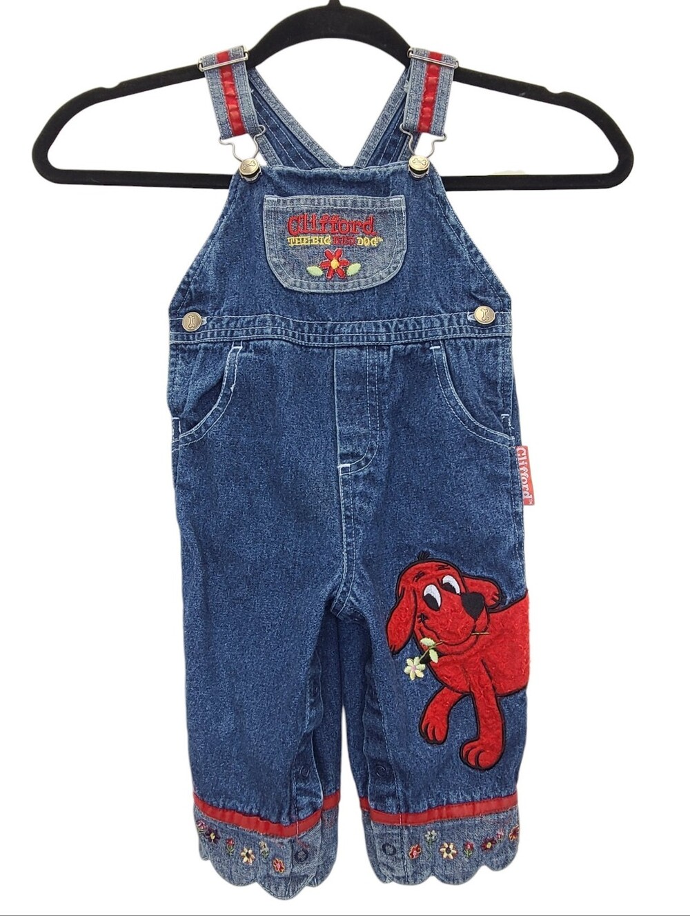 Clifford The Big Red Dog Vintage Floral Overalls 12 Months